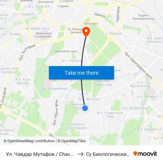 Ул. Чавдар Мутафов / Chavdar Mutafov St. to Су Биологически Факултет map