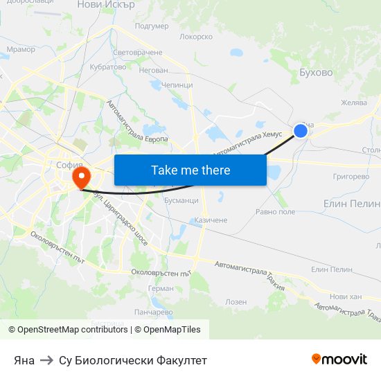 Яна to Су Биологически Факултет map