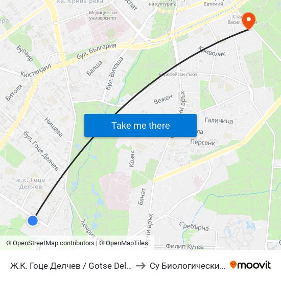 Ж.К. Гоце Делчев / Gotse Delchev Qr. (0599) to Су Биологически Факултет map