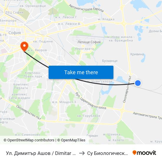 Ул. Димитър Ашов / Dimitar Ashov St. (2758) to Су Биологически Факултет map