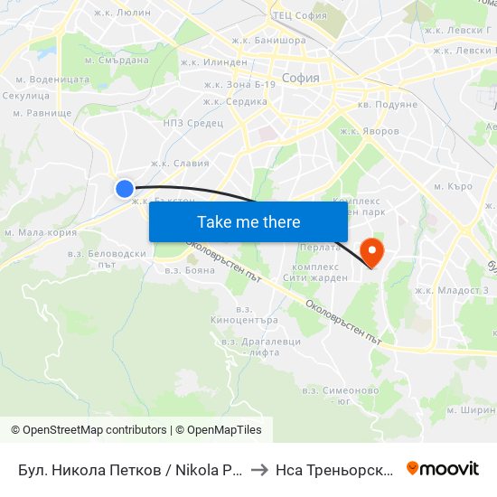 Бул. Никола Петков / Nikola Petkov Blvd. (0350) to Нса Треньорски Факултет map