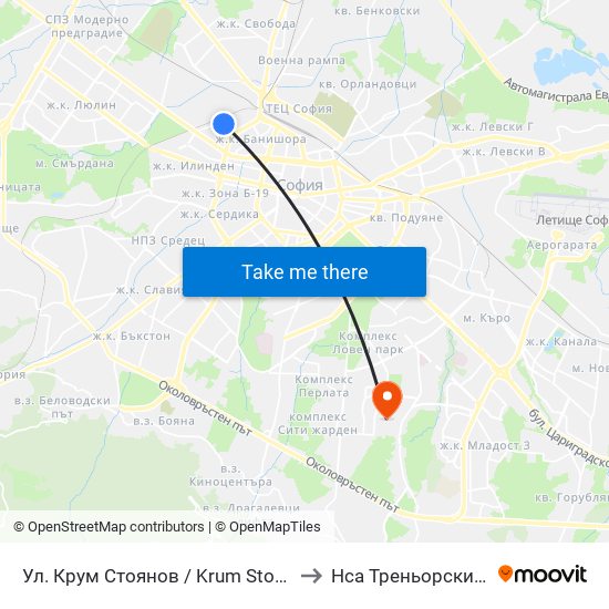 Ул. Крум Стоянов / Krum Stoyanov St. (2016) to Нса Треньорски Факултет map