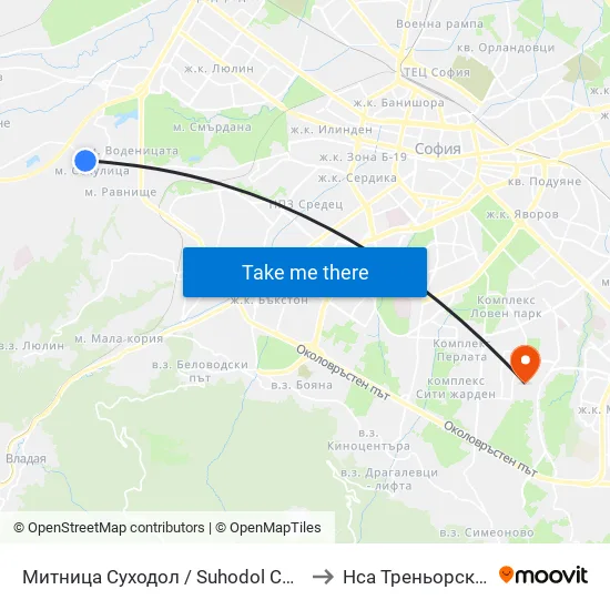 Митница Суходол / Suhodol Custom-House (1071) to Нса Треньорски Факултет map