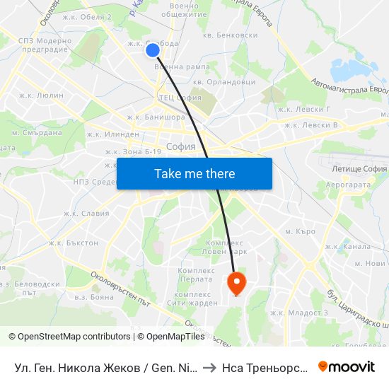 Ул. Ген. Никола Жеков / Gen. Nikola Zhekov St. (1901) to Нса Треньорски Факултет map