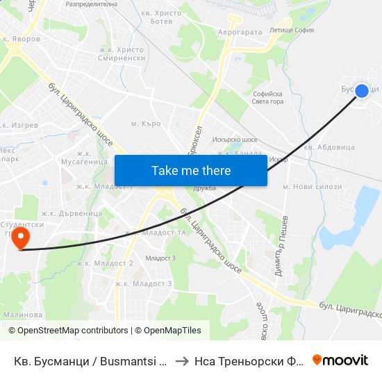 Кв. Бусманци / Busmantsi Qr. (0814) to Нса Треньорски Факултет map