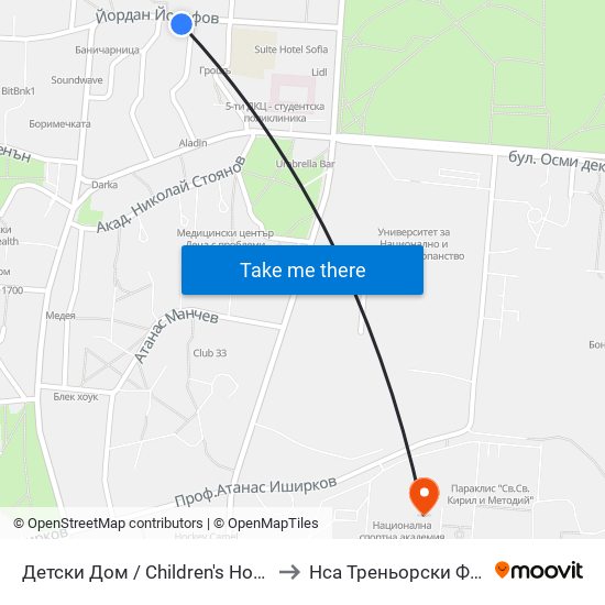 Детски Дом / Children's Home (0530) to Нса Треньорски Факултет map
