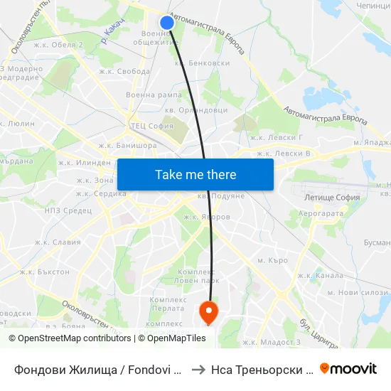 Фондови Жилища / Fondovi Zhilishta (2293) to Нса Треньорски Факултет map