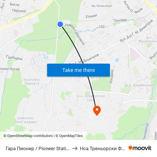 Гара Пионер / Pioneer Station (0465) to Нса Треньорски Факултет map