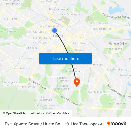 Бул. Христо Ботев / Hristo Botev Blvd. (0382) to Нса Треньорски Факултет map