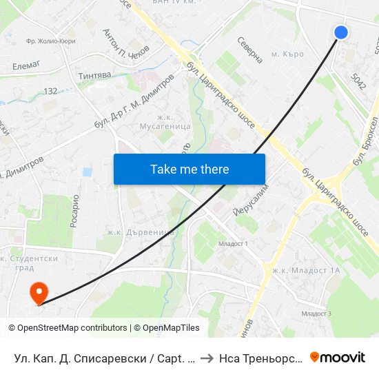 Ул. Кап. Д. Списаревски / Capt. S. Spisarevski St. (1986) to Нса Треньорски Факултет map