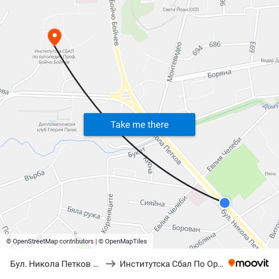 Бул. Никола Петков / Nikola Petkov Blvd. (0347) to Институтска Сбал По Ортопедия Проф. Бойчо Бойчев map