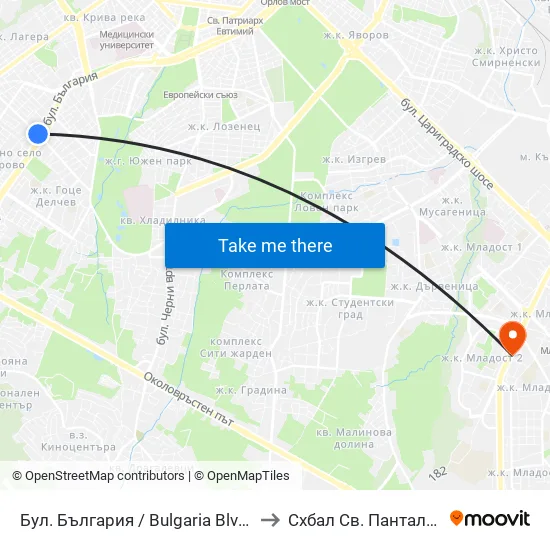 Бул. България / Bulgaria Blvd. (0290) to Схбал Св. Панталеймон map