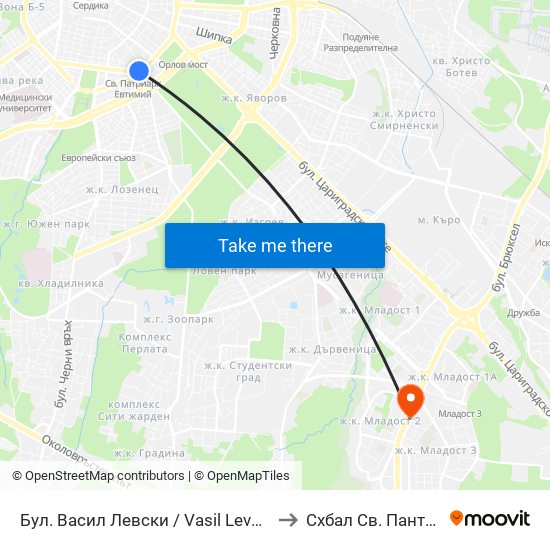 Бул. Васил Левски / Vasil Levski Blvd. (0299) to Схбал Св. Панталеймон map