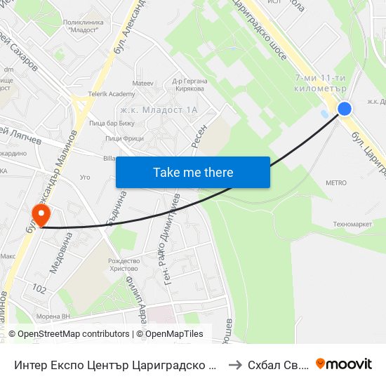 Интер Експо Център Цариградско Шосе / Inter Expo Center – Tsarigradsko Shose to Схбал Св. Панталеймон map