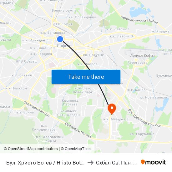 Бул. Христо Ботев / Hristo Botev Blvd. (0385) to Схбал Св. Панталеймон map
