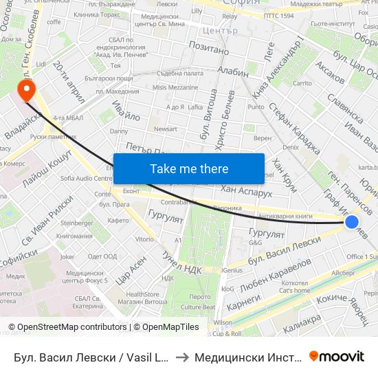 Бул. Васил Левски / Vasil Levski Blvd. (0300) to Медицински Институт На Мвр map