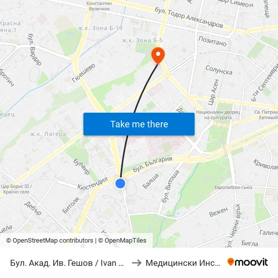 Ⓜ️ Бул. Акад. Ив. Гешов / Ivan Geshov Blvd. (0270) to Медицински Институт На Мвр map