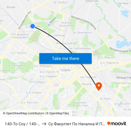 140-То Соу / 140-Th School (0013) to Су Факултет По Начална И Предучилищна Педагогика map