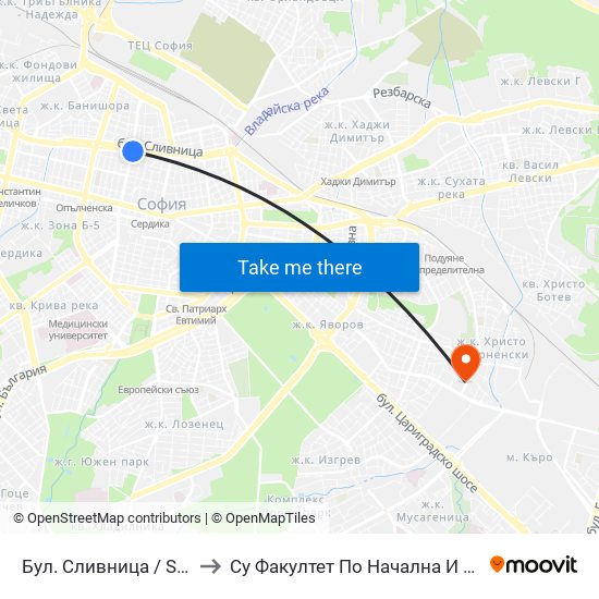 Бул. Сливница / Slivnitsa Blvd. (0376) to Су Факултет По Начална И Предучилищна Педагогика map
