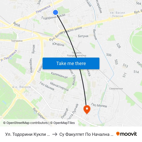 Ул. Тодорини Кукли / Todorini Kukli St. (2217) to Су Факултет По Начална И Предучилищна Педагогика map