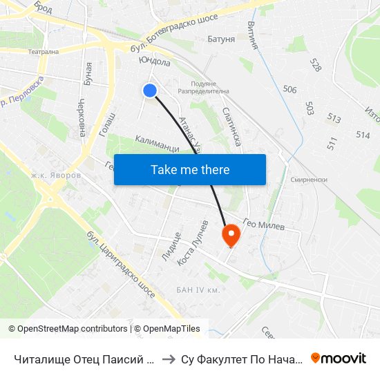 Читалище Отец Паисий / Otets Paisiy Community Centre (2367) to Су Факултет По Начална И Предучилищна Педагогика map