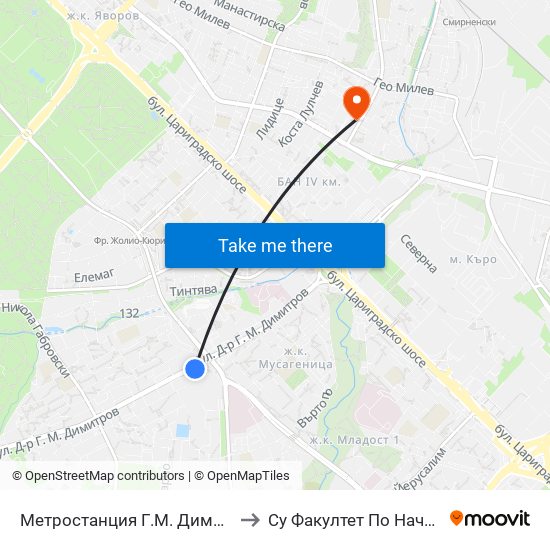 Метростанция Г.М. Димитров / G. M. Dimitrov Metro Station (2679) to Су Факултет По Начална И Предучилищна Педагогика map