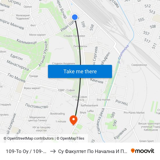109-То Оу / 109-Th School (0119) to Су Факултет По Начална И Предучилищна Педагогика map