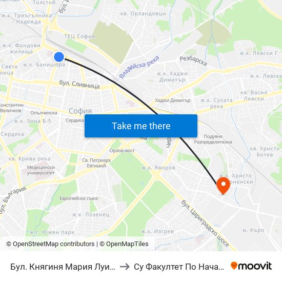 Бул. Княгиня Мария Луиза / Knyaginya Maria Luiza Blvd. (0323) to Су Факултет По Начална И Предучилищна Педагогика map