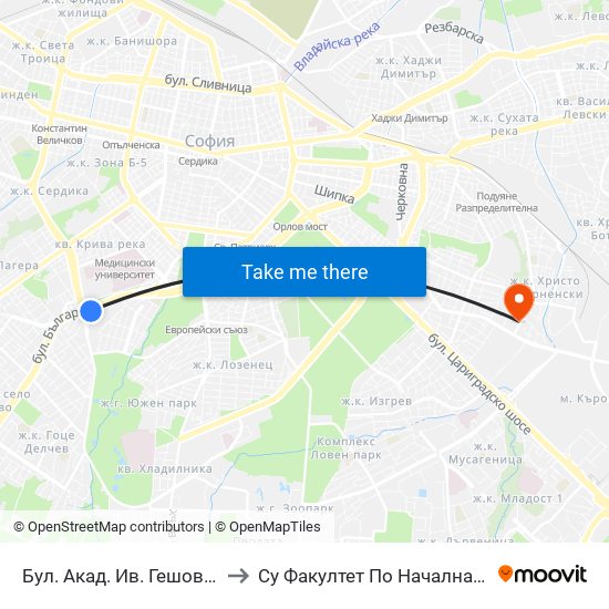 Бул. Акад. Ив. Гешов / Ivan Geshov Blvd. (0268) to Су Факултет По Начална И Предучилищна Педагогика map