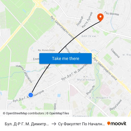 Бул. Д-Р Г. М. Димитров / G. M. Dimitrov Blvd. (0315) to Су Факултет По Начална И Предучилищна Педагогика map