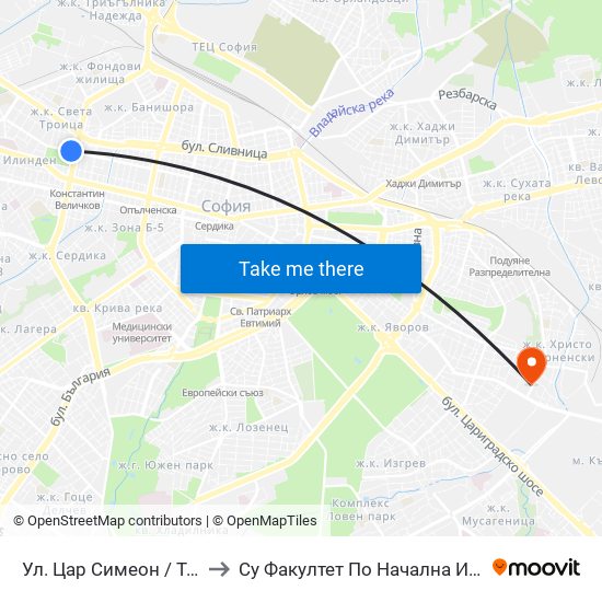 Ул. Цар Симеон / Tsar Simeon St. (2248) to Су Факултет По Начална И Предучилищна Педагогика map