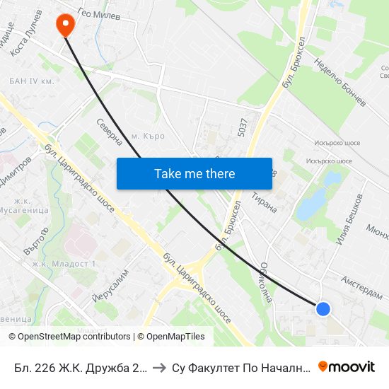 Бл. 226 Ж.К. Дружба 2 / Bl. 226, Druzhba 2 Qr. (2417) to Су Факултет По Начална И Предучилищна Педагогика map