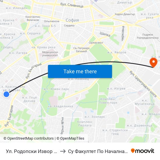 Ул. Родопски Извор / Rodopski Izvor St. (2731) to Су Факултет По Начална И Предучилищна Педагогика map