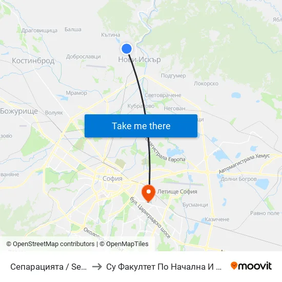 👋 Сепарацията / Separatsiyata (1575) to Су Факултет По Начална И Предучилищна Педагогика map