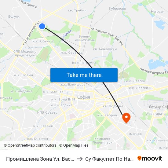 Промишлена Зона Ул. Васил Левски / Industrial Zone Vasil Levski St. (2722) to Су Факултет По Начална И Предучилищна Педагогика map