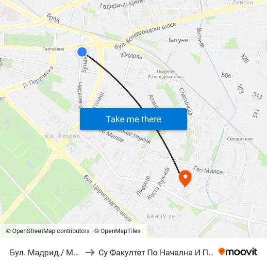 Бул. Мадрид / Madrid Blvd. (0337) to Су Факултет По Начална И Предучилищна Педагогика map