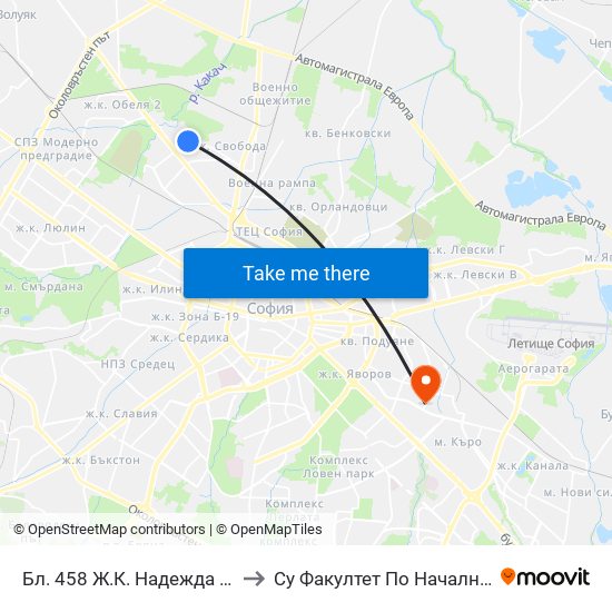 Бл. 458 Ж.К. Надежда 4 / Bl. 458, Nadezhda Qr. (0221) to Су Факултет По Начална И Предучилищна Педагогика map