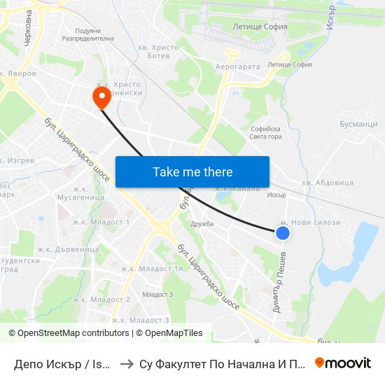 Депо Искър / Iskar Depot (0519) to Су Факултет По Начална И Предучилищна Педагогика map