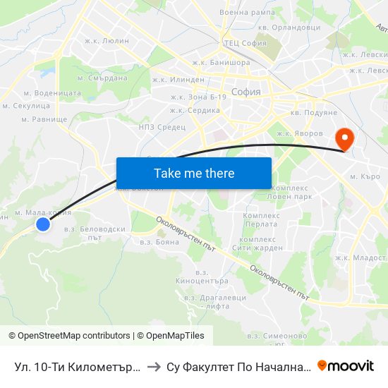 Ул. 10-Ти Километър / 10-Ti Kilometar St. (0521) to Су Факултет По Начална И Предучилищна Педагогика map