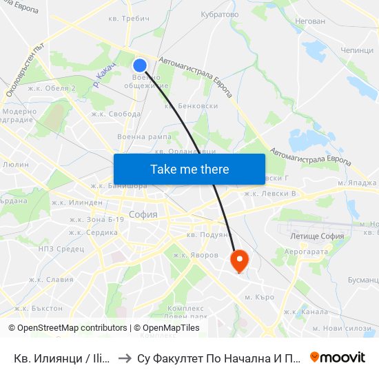 Кв. Илиянци / Iliyantsi Qr. (0847) to Су Факултет По Начална И Предучилищна Педагогика map
