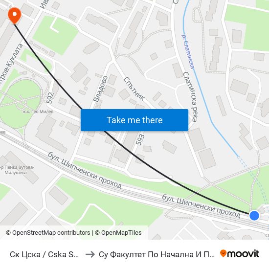 Ск Цска / Cska Sports Club (1155) to Су Факултет По Начална И Предучилищна Педагогика map