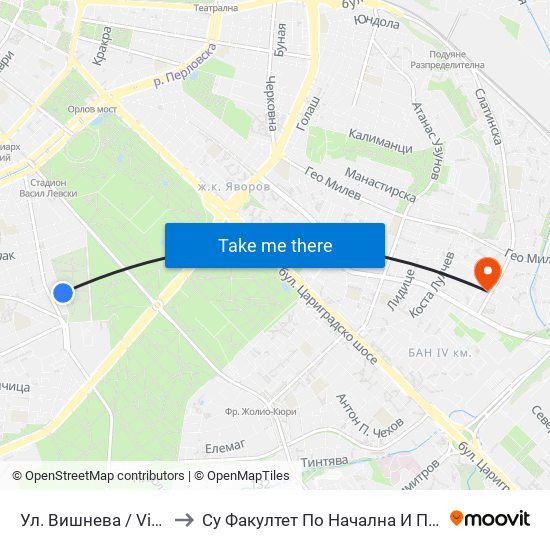 Ул. Вишнева / Vishneva St. (1880) to Су Факултет По Начална И Предучилищна Педагогика map