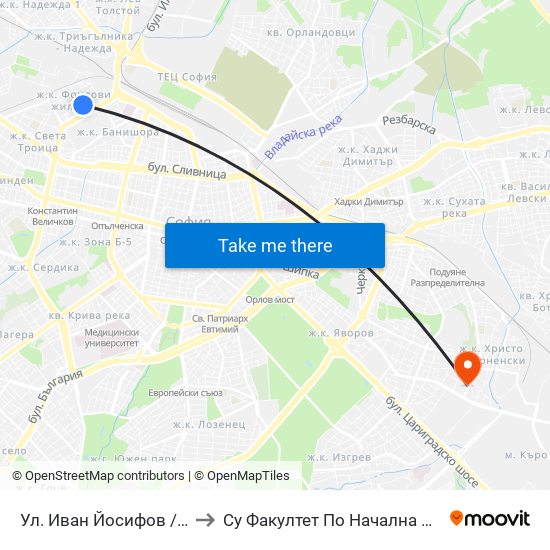 Ул. Иван Йосифов / Ivan Yosifov St. (1951) to Су Факултет По Начална И Предучилищна Педагогика map