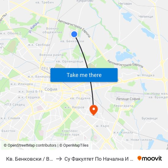 Кв. Бенковски / Benkovski Qr. (0806) to Су Факултет По Начална И Предучилищна Педагогика map