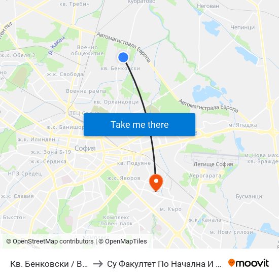 Кв. Бенковски / Benkovski Qr. (0805) to Су Факултет По Начална И Предучилищна Педагогика map