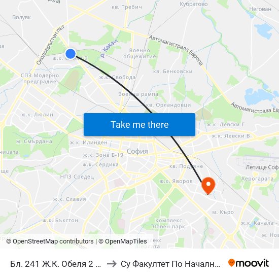 Бл. 241 Ж.К. Обеля 2 / Bl. 241, Obelya 2 Qr. (0172) to Су Факултет По Начална И Предучилищна Педагогика map