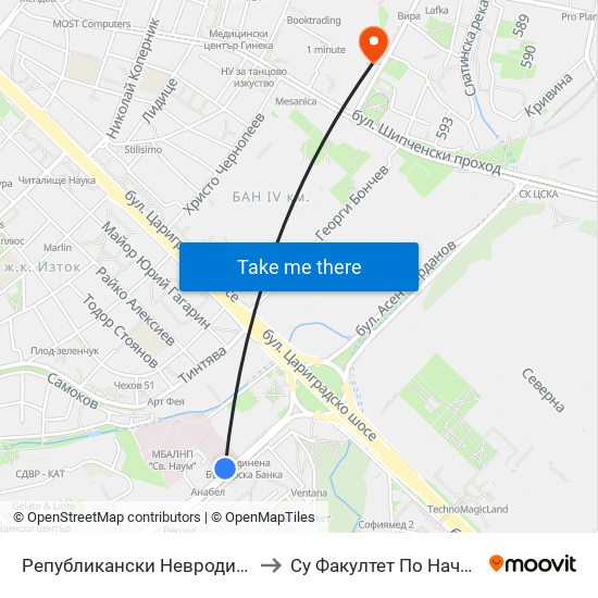 Републикански Невродиспансер / National Neurology Clinic (0494) to Су Факултет По Начална И Предучилищна Педагогика map