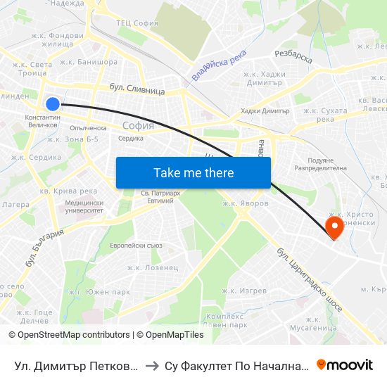 Ул. Димитър Петков / Dimitar Petkov St. (1928) to Су Факултет По Начална И Предучилищна Педагогика map