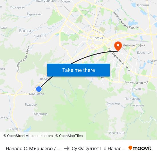 Начало С. Мърчаево / Entry To Marchaevo Village (1130) to Су Факултет По Начална И Предучилищна Педагогика map
