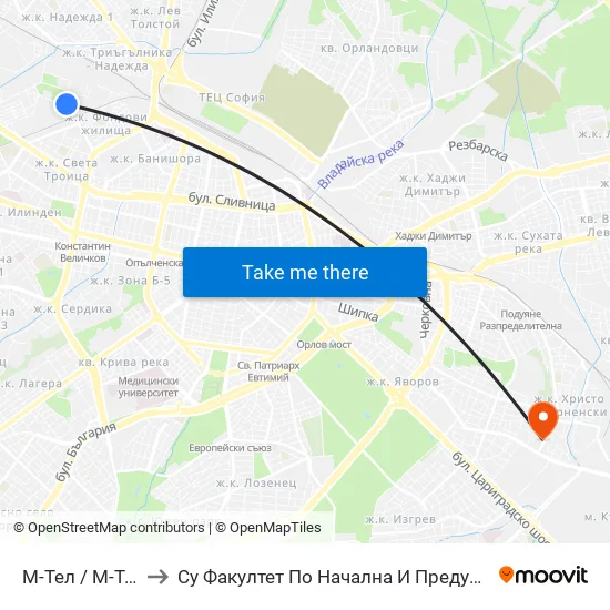 М-Тел / M-Tel (0752) to Су Факултет По Начална И Предучилищна Педагогика map